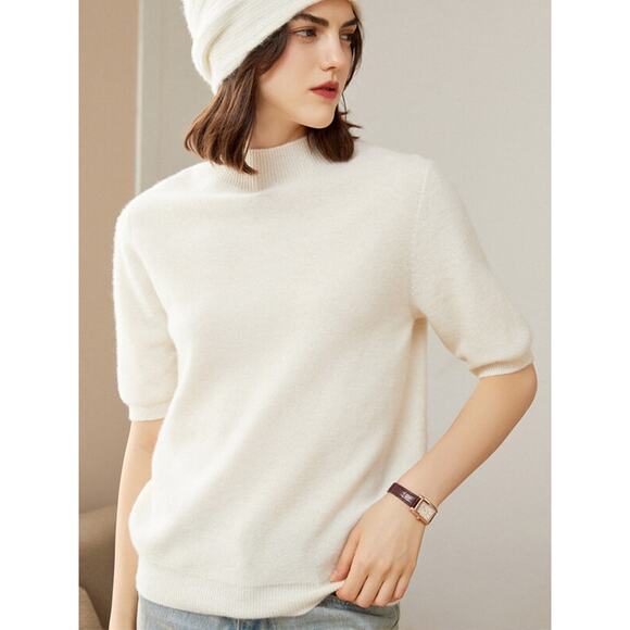 Trouvé Puff Sleeve Crewneck Sweater Cream Knit Pullover - Size S - Picture 1 of 8